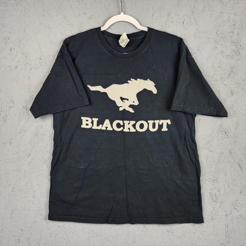 Vintage Mustang Nation Blackout Shirt Mens Large Black Graphic Horse Car Logo